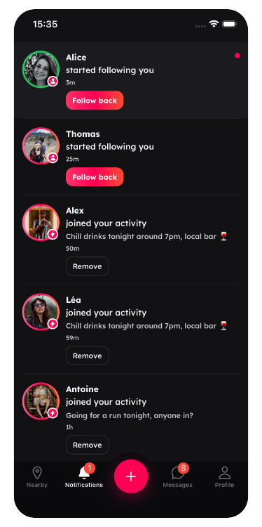 Never miss your activities